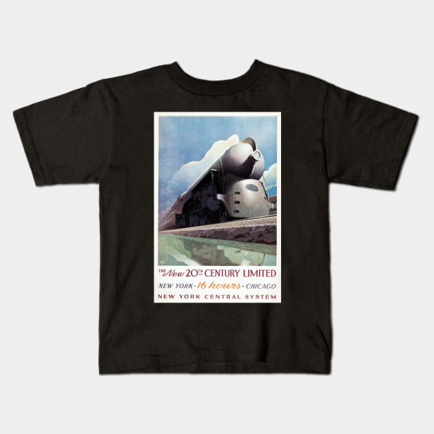 20th Century Limited, 1938. Vintage Travel Kids T-Shirt by historyphoto